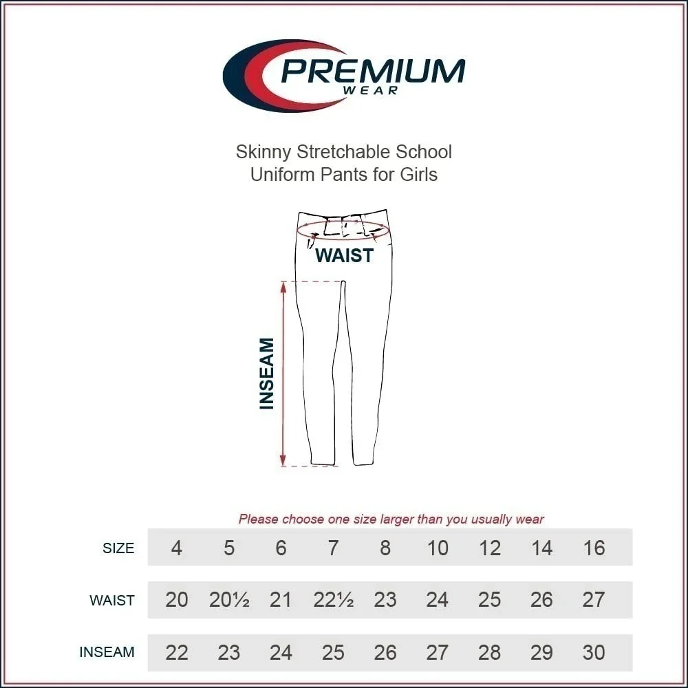 Girls Uniform Pants by Premium Wear Skinny Black Size 12 New With Tags